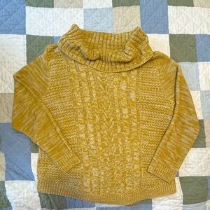 Cozy Mustard Cable Knit Turtleneck Sweater